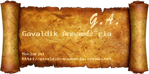 Gavaldik Annamária névjegykártya